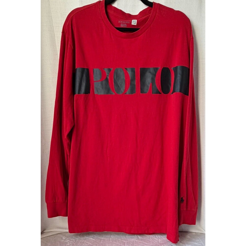 Polo Ralph Lauren Mens XLT Red Big Logo Long Sleeve Graphic T Shirt Tall